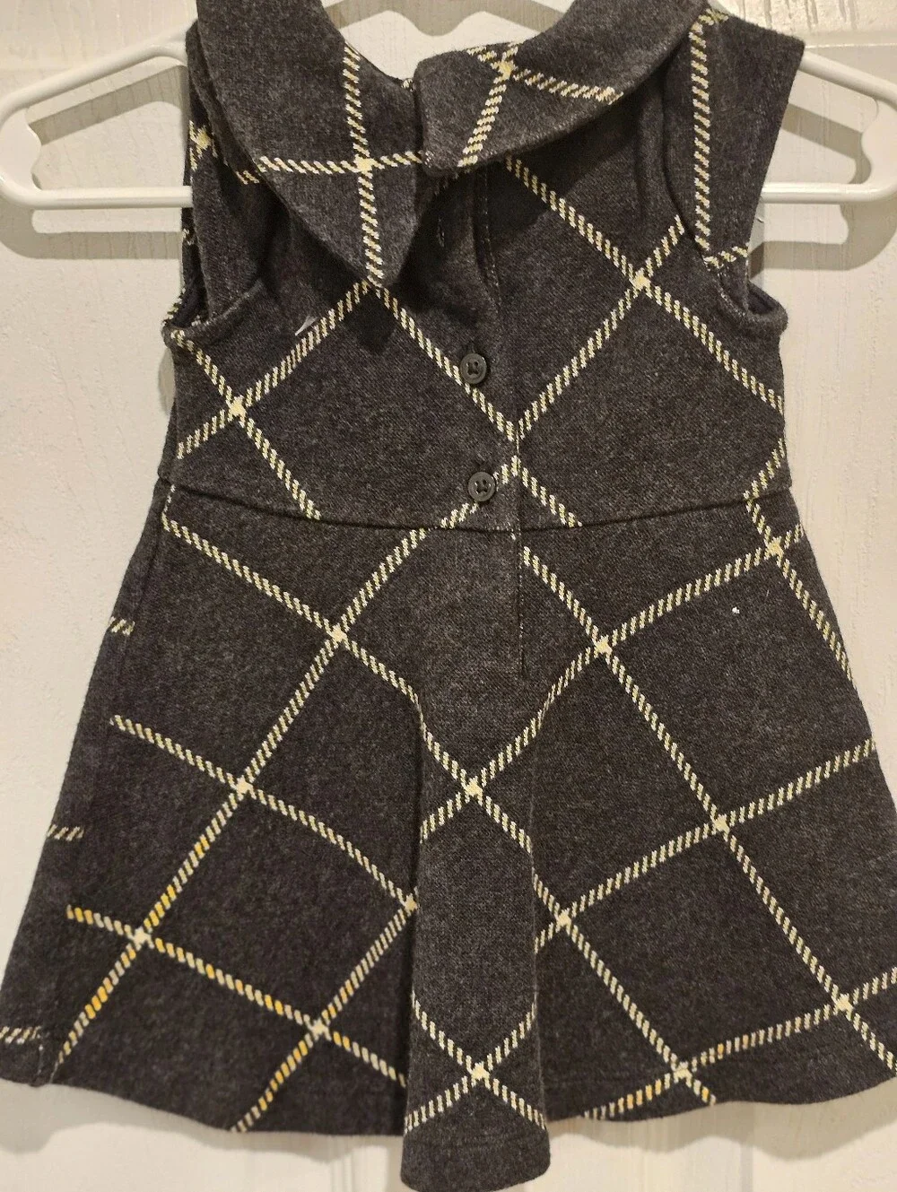 Janie and Jack Charcoal Gray Plaid Dress with Gold Buttons